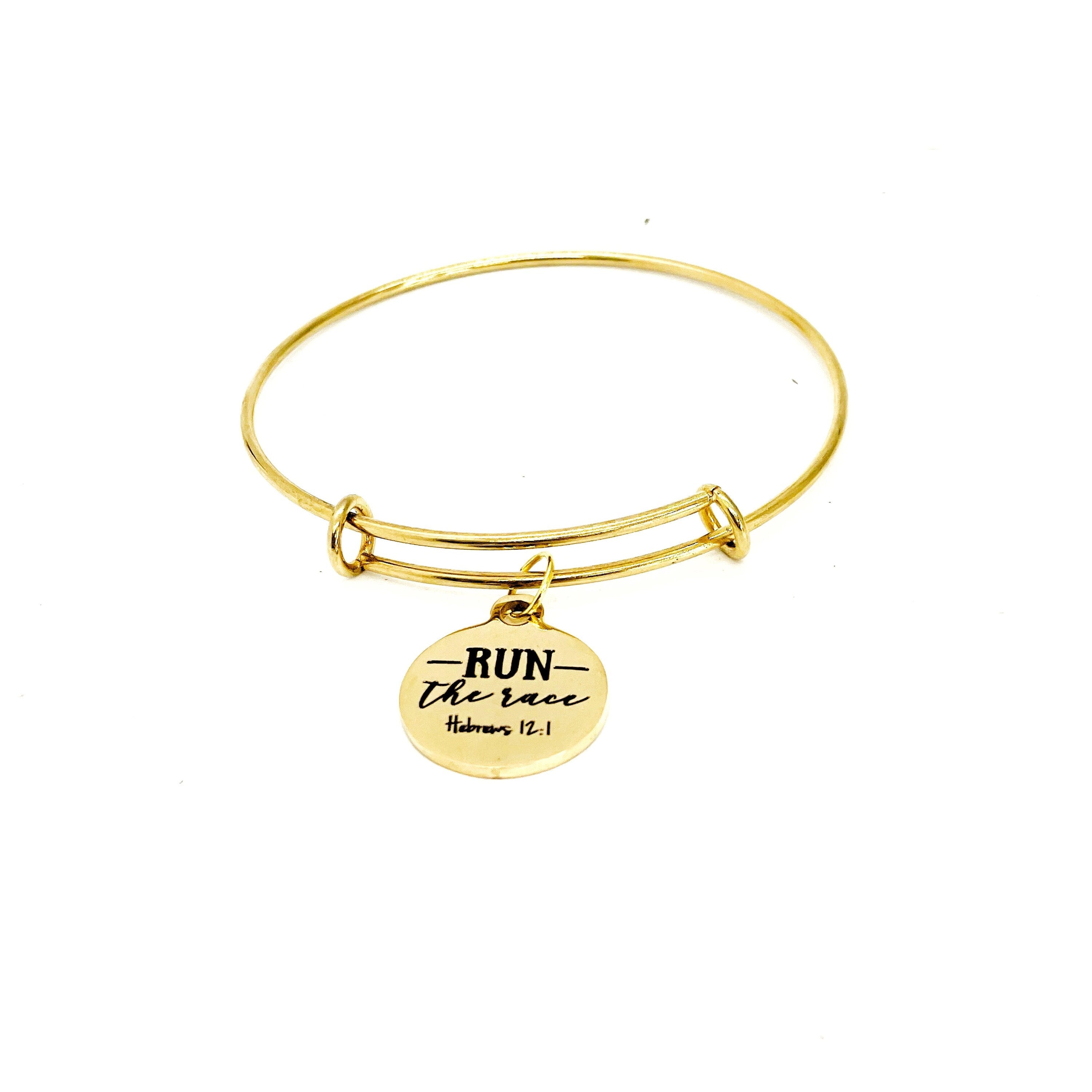 Faith Gifts, Run The Race Charm Bracelet, Hebrews 12 1, Runner Gifts, Run With Endurance, Faith Jewelry, Christian Gifts, Scripture Gifts